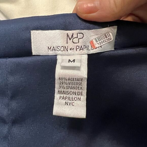 Maison de Papillon NYC Navy Blue Kennedy Sateen Pants Dress pants size medium - Picture 11 of 12